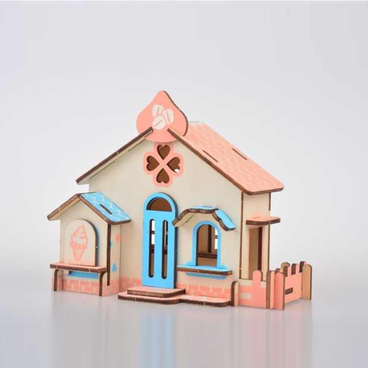 Đồ chơi lắp ráp gỗ 3D Mô hình Chocolate House Laser