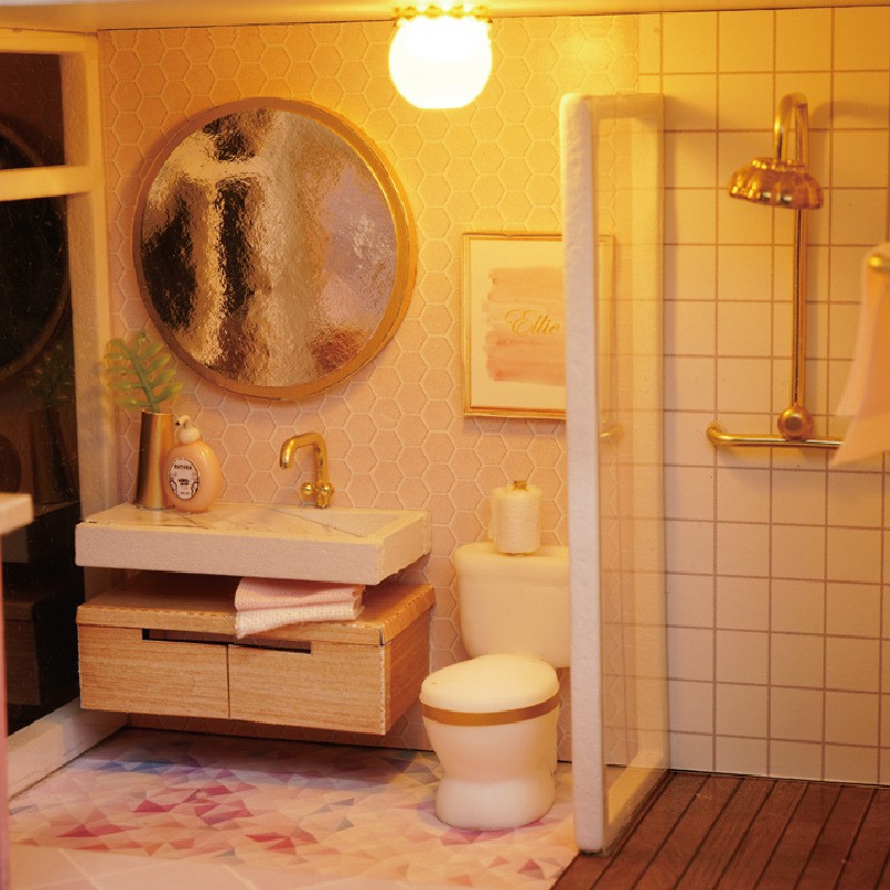 Mô hình nhà DIY Doll House Girlish Dream Kèm Mica Chống bụi, Bộ dụng cụ và Keo dán