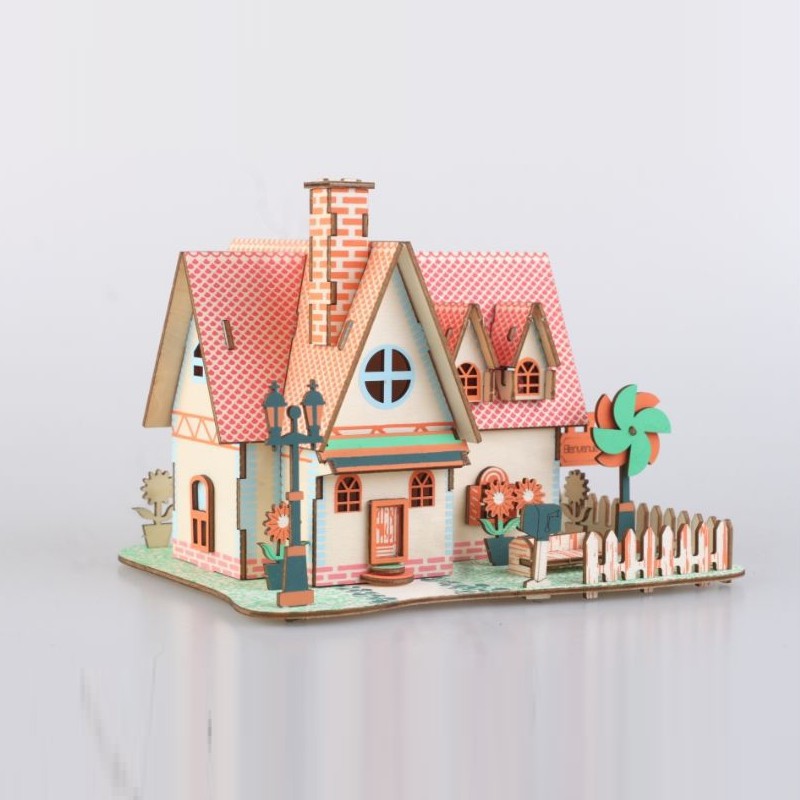 Đồ chơi lắp ráp gỗ 3D Mô hình Nhà Sunflower Manor Loại thường