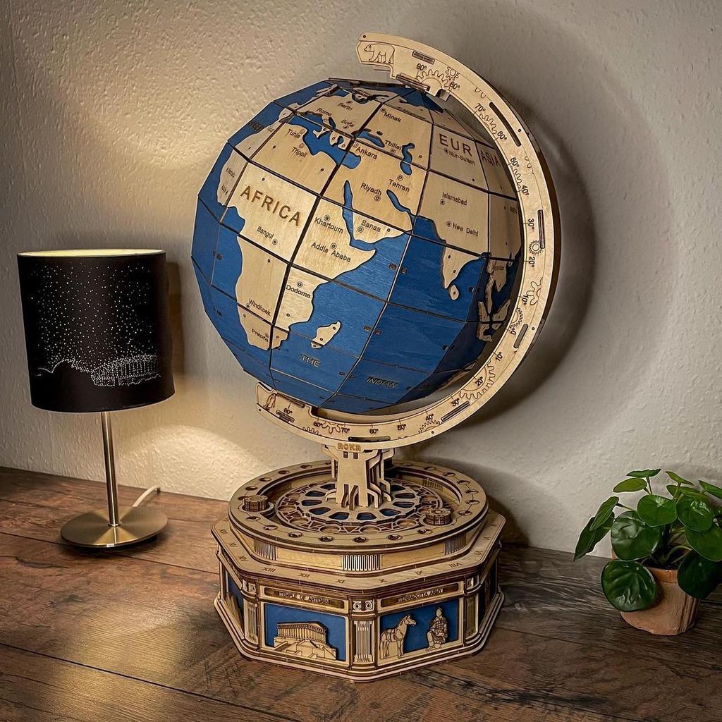 Đồ chơi Lắp ráp gỗ 3D Mô hình Cơ động học Quả Địa Cầu The Global ST002 - Not Specified
