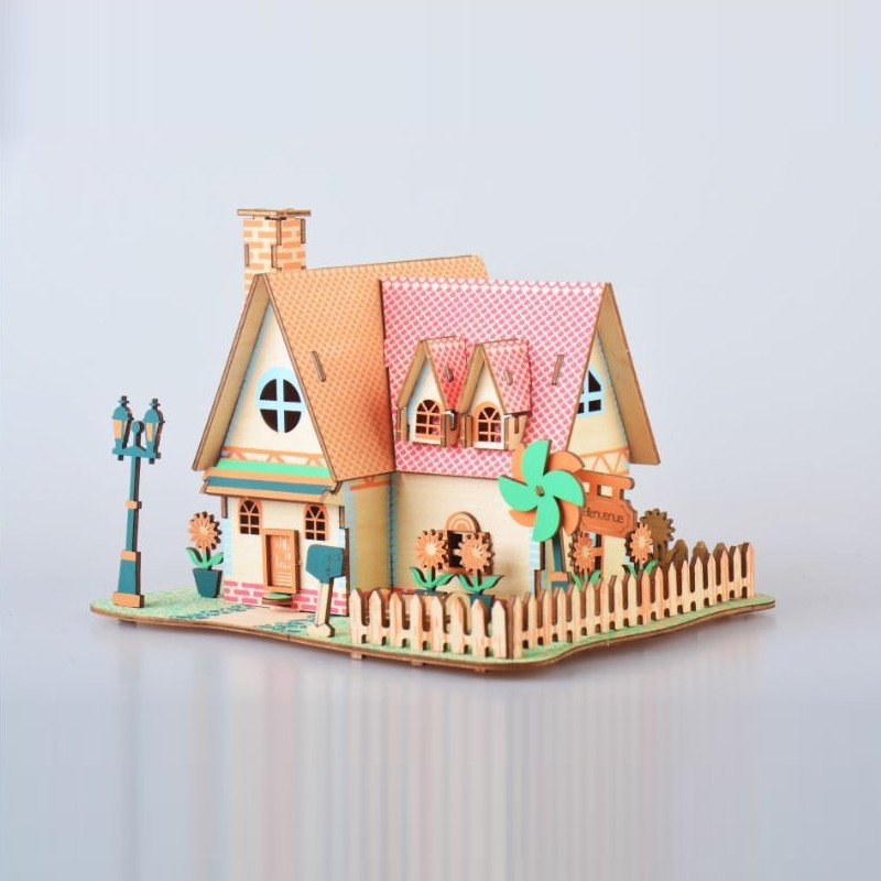 Đồ chơi lắp ráp gỗ 3D Mô hình Nhà Sunflower Manor Loại thường