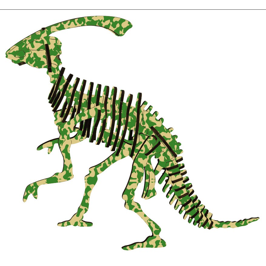 Đồ chơi lắp ráp gỗ 3D Mô hình Khủng long Parasaurolophus Laser TB-A034