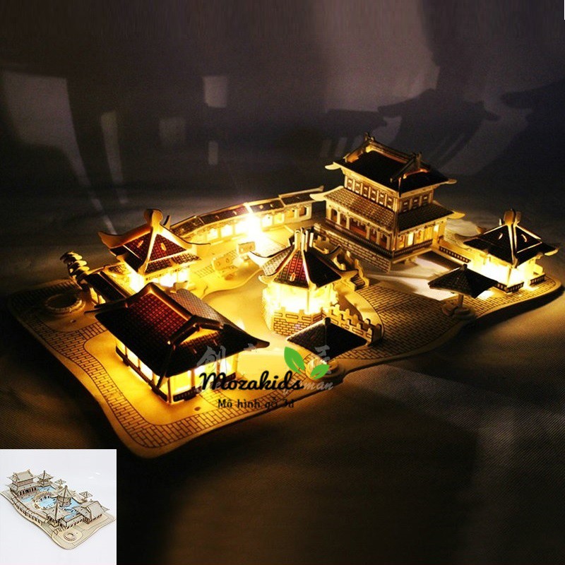 Đồ chơi lắp ráp gỗ 3D Mô hình Nhà vườn Tô Châu Laser - Tặng kèm đèn LED USB trang trí LC-GPH039
