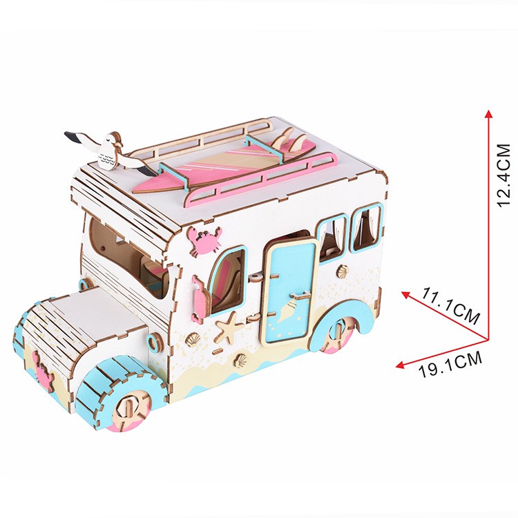 Đồ chơi lắp ráp gỗ 3D Mô hình Xe Du Lịch Long Vacation HB05