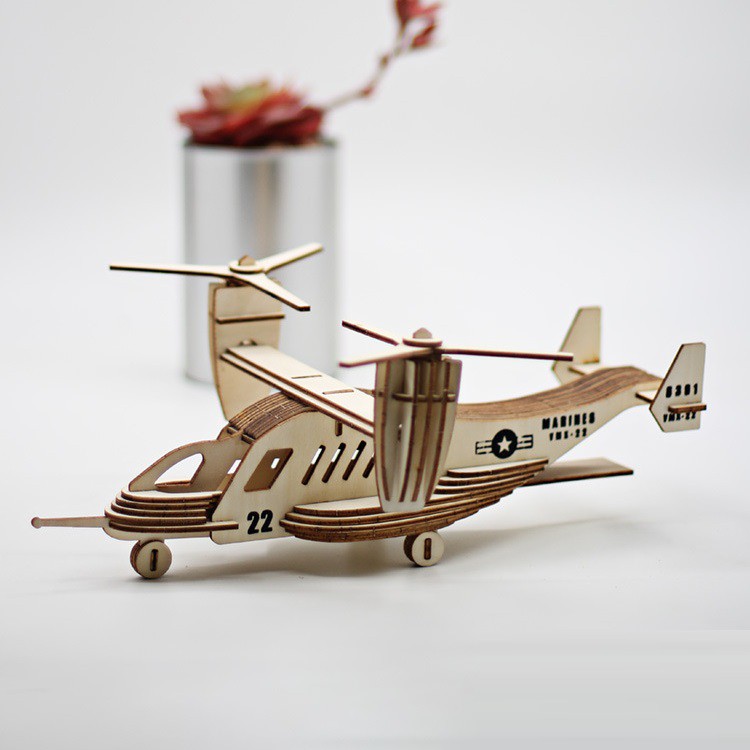 Đồ chơi lắp ghép gỗ 3D Mô hình Trực Thăng Osprey Transporter C-006 Laser