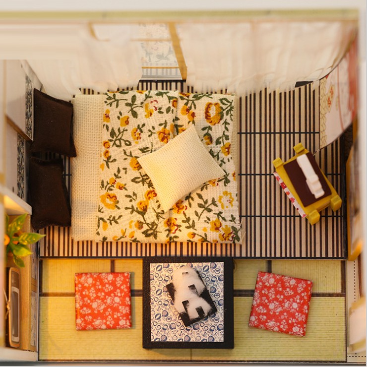 Mô hình nhà DIY Doll House Nhà Cổ Nhật Bản Kèm Mica chống bụi, Bộ dụng cụ và Keo dán