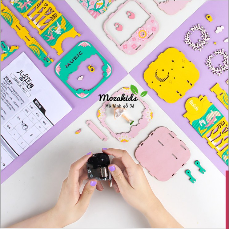 [Hàng Quốc tế Tiếng Anh] Mô hình Hộp nhạc Xe bán Kem - Ice Cream Music Box Robotime