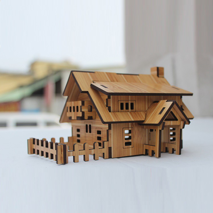 Đồ chơi lắp ráp gỗ 3D Mô hình Nhà gỗ Ranch House R-9105