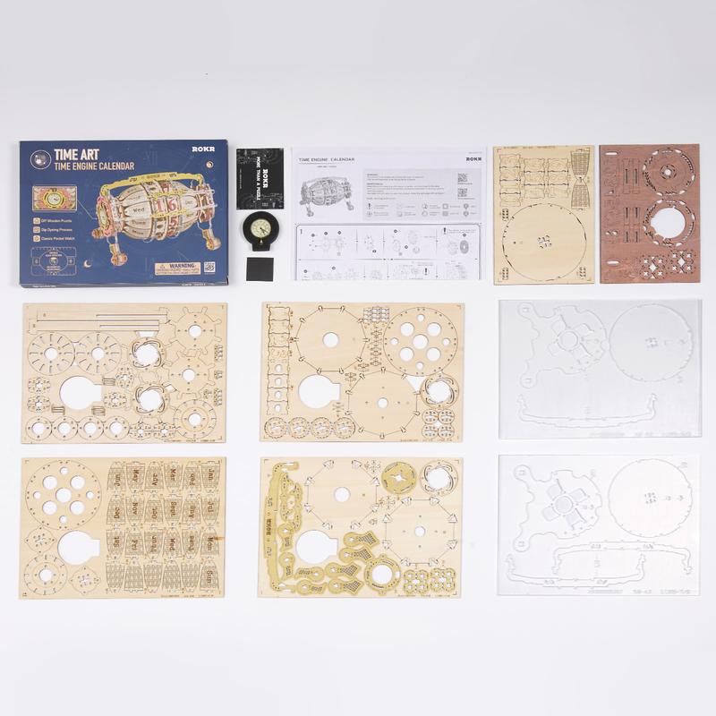 [BẢN QUỐC TẾ TIẾNG ANH] Đồ chơi Lắp ráp gỗ 3D Mô hình Cơ động học Lịch Để Bàn Robotime Time Engine Desk Calendar LC801