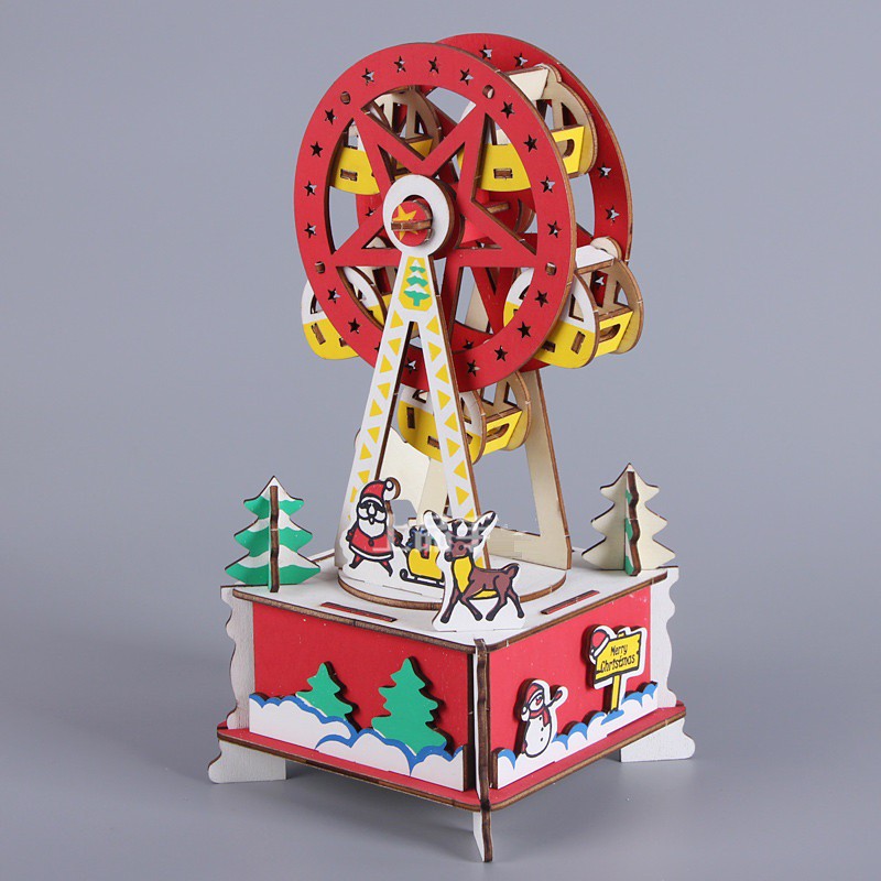 Đồ chơi lắp ráp gỗ 3D Mô hình Christmas Ferris Wheel Laser