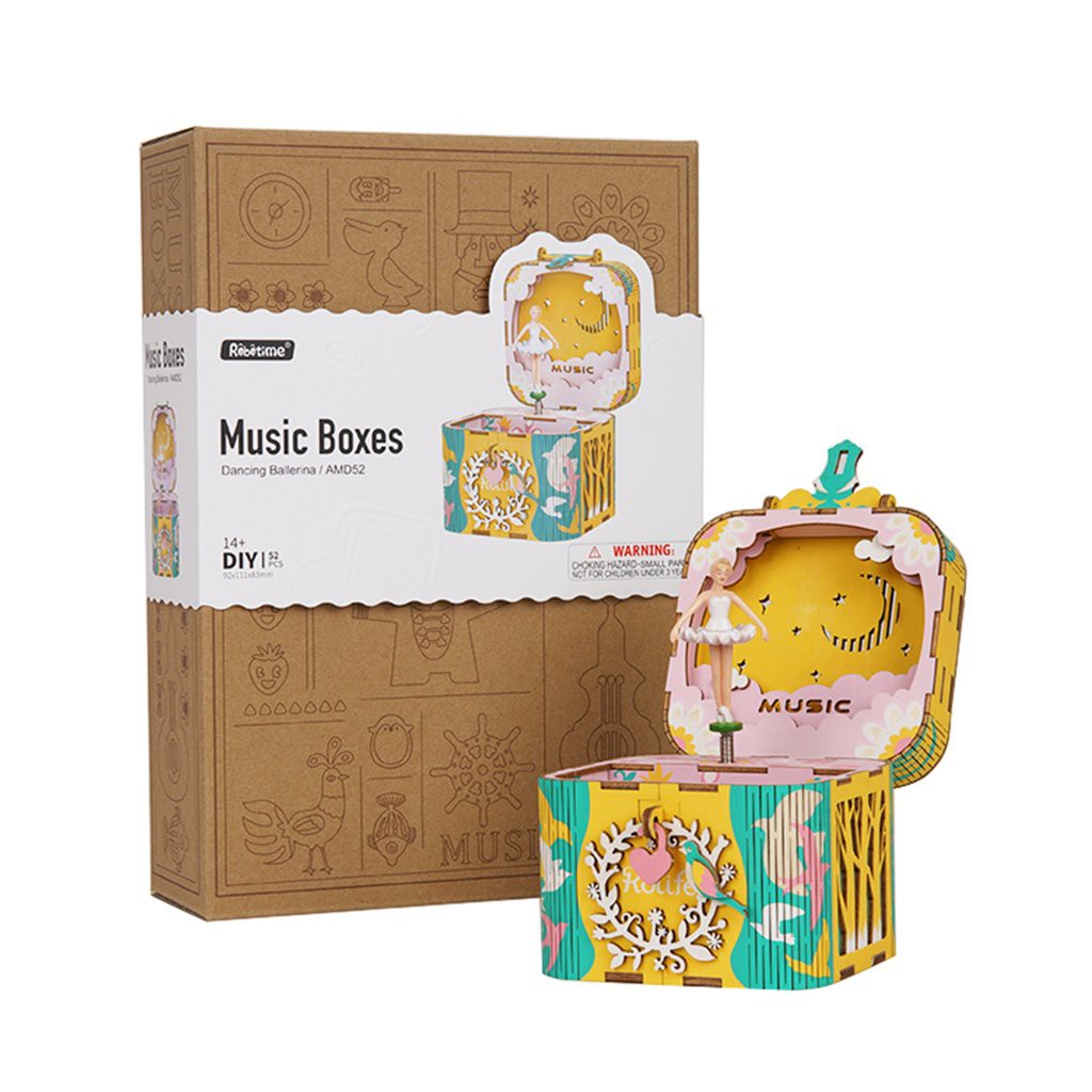 [BẢN XUẤT KHẨU TIẾNG ANH] Mô hình Hộp nhạc Con mèo Vui Vẻ - Fishing Kitty Music Box Robotime