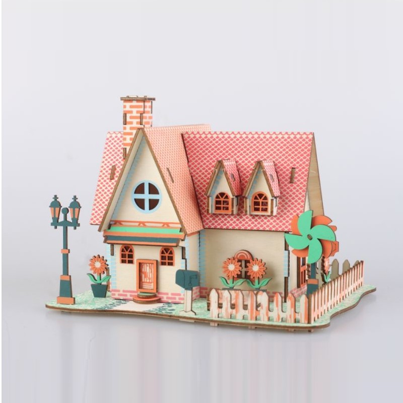 Đồ chơi lắp ráp gỗ 3D Mô hình Nhà Sunflower Manor Loại thường