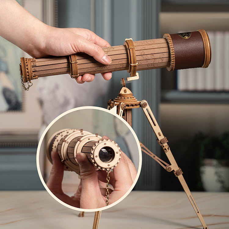[BẢN QUỐC TẾ TIẾNG ANH] Đồ chơi Lắp ráp gỗ 3D Mô hình Kính thiên Văn Robotime Monocular Telescope ST004