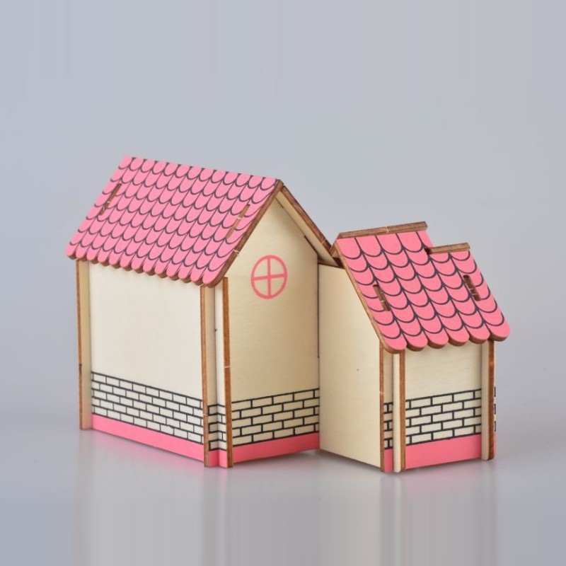 Đồ chơi lắp ráp gỗ 3D Mô hình Nhà gỗ Purple House Laser