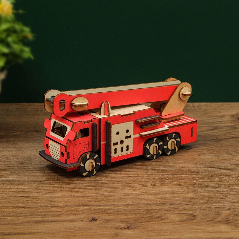 Đồ chơi lắp ráp gỗ 3D Mô hình Xe Cứu Hỏa Fire Truck Laser