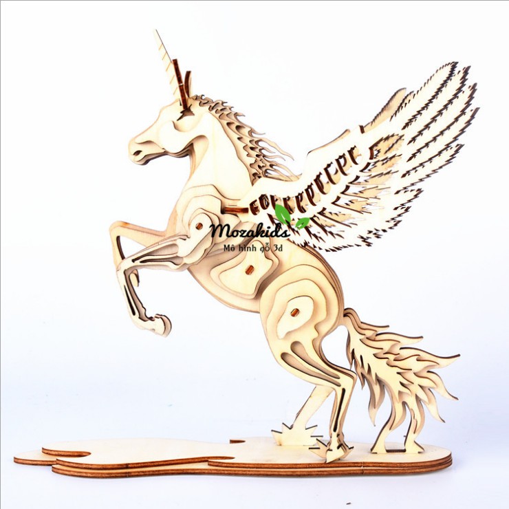 Đồ chơi lắp ráp gỗ 3D Mô hình Kỳ lân Unicorn Laser
