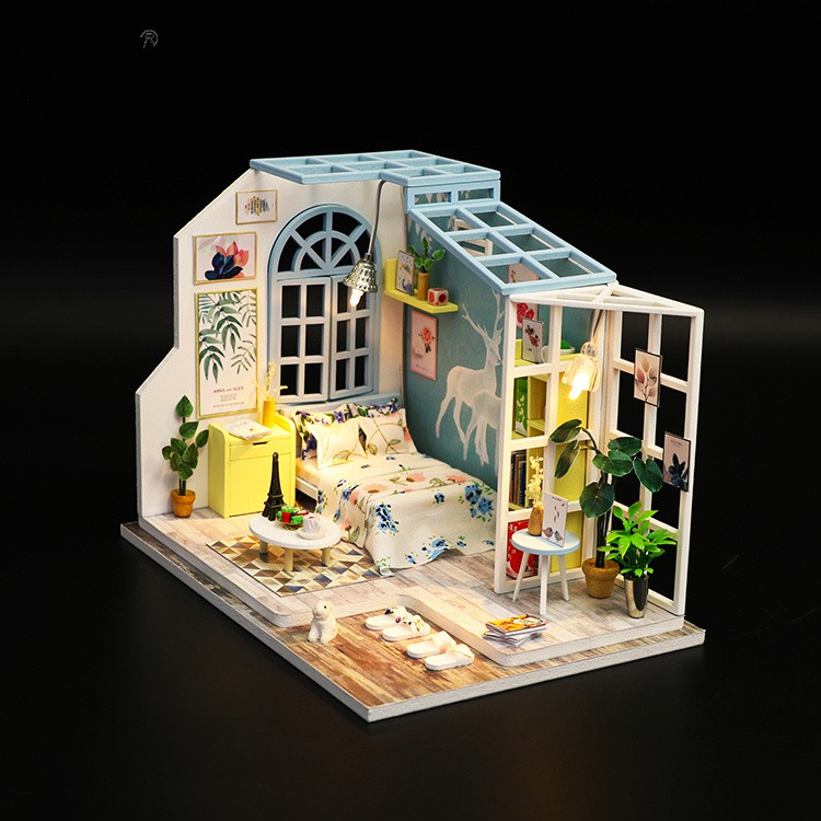 Mô hình nhà DIY Doll House Family Nap Kèm Mica Chống bụi và Bộ dụng cụ