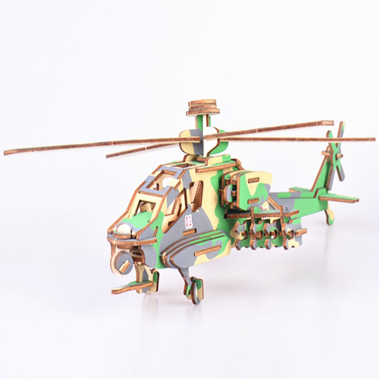 Đồ chơi lắp ráp gỗ 3D Mô hình Trực thăng Apache XA-G009H
