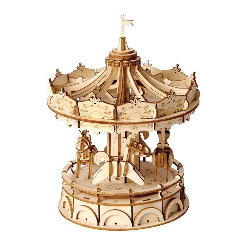 Đồ chơi lắp ráp gỗ 3D Mô hình Vòng Quay Ngựa gỗ