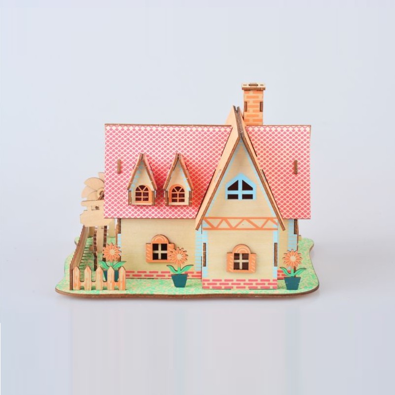 Đồ chơi lắp ráp gỗ 3D Mô hình Nhà Sunflower Manor Loại thường