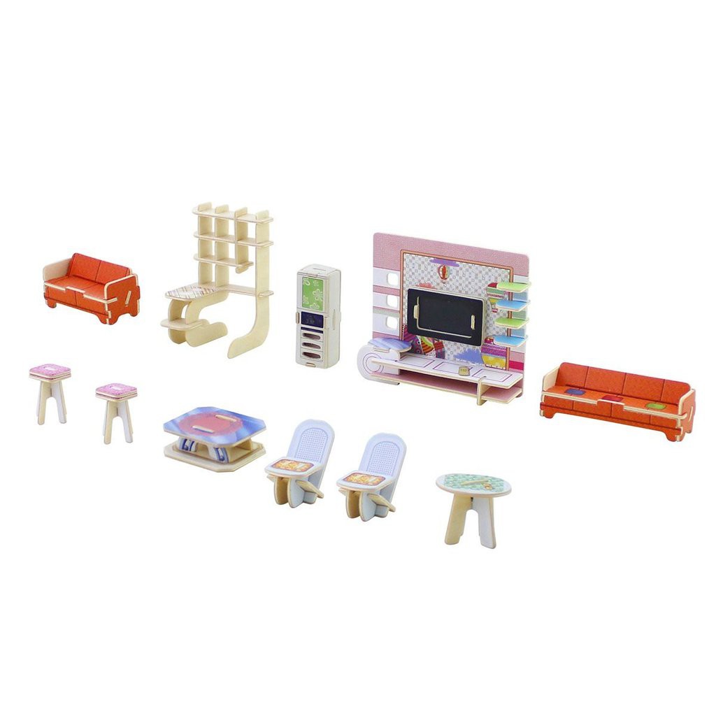 Đồ chơi lắp ráp gỗ 3D Mô hình Dollhouse Dream Villa-Living Room DV182 - Tặng kèm đèn LED trang trí