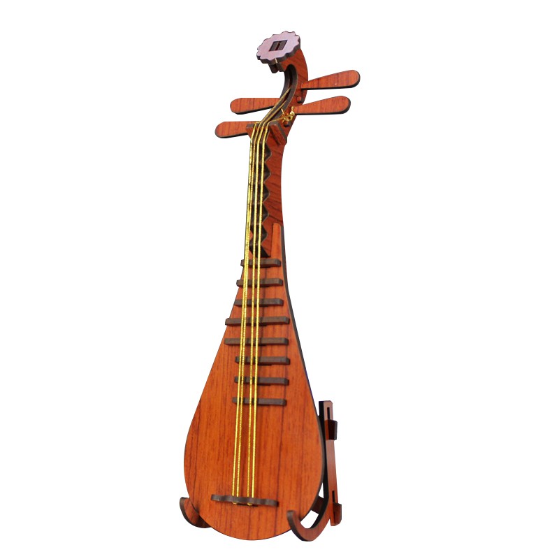 Đồ chơi lắp ráp gỗ 3D Mô hình Đàn Tỳ Bà Màu Đỏ