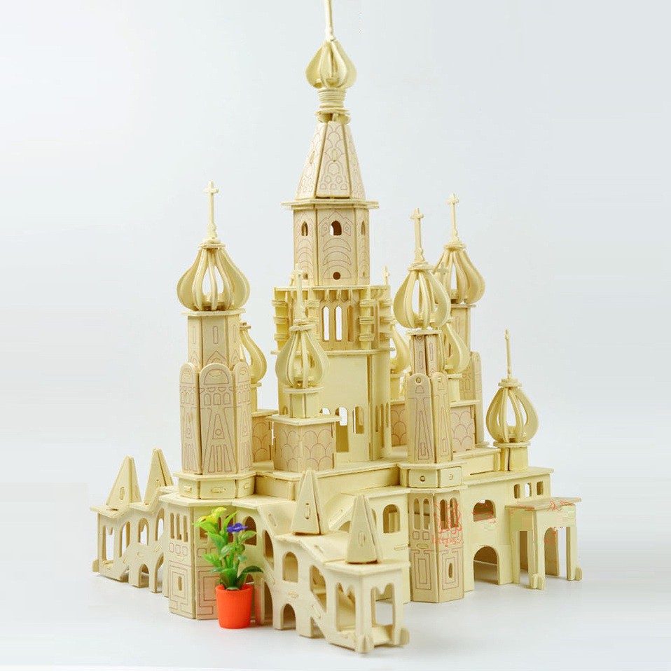 Đồ chơi lắp ráp gỗ 3D Mô hình Lâu đài Saint Petersburg - Tặng kèm đèn LED USB trang trí G-J017A