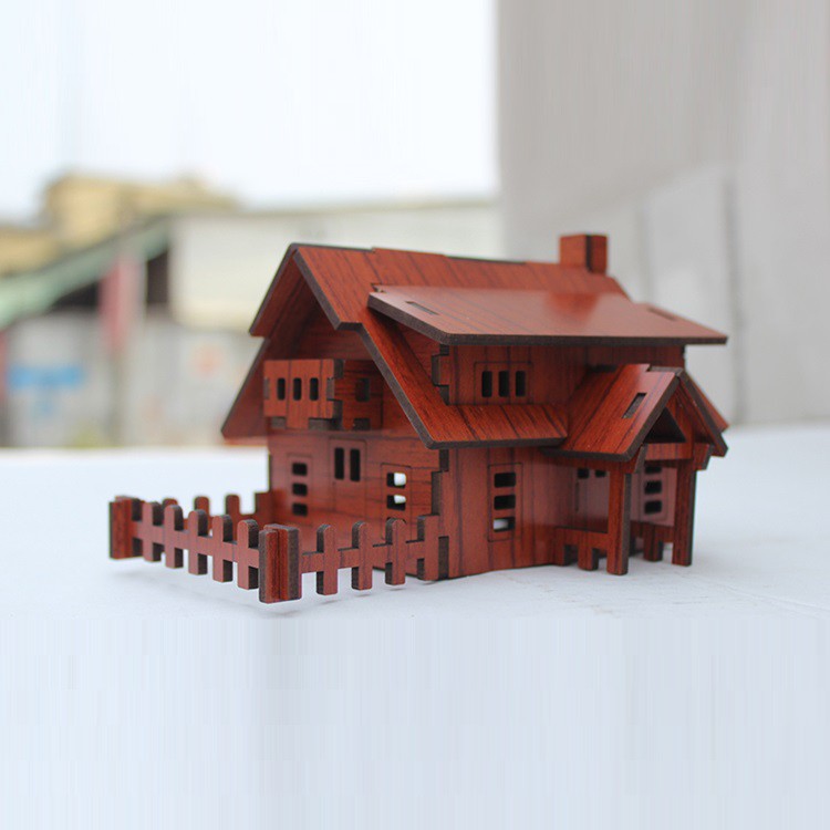 Đồ chơi lắp ráp gỗ 3D Mô hình Nhà gỗ Ranch House R-9105