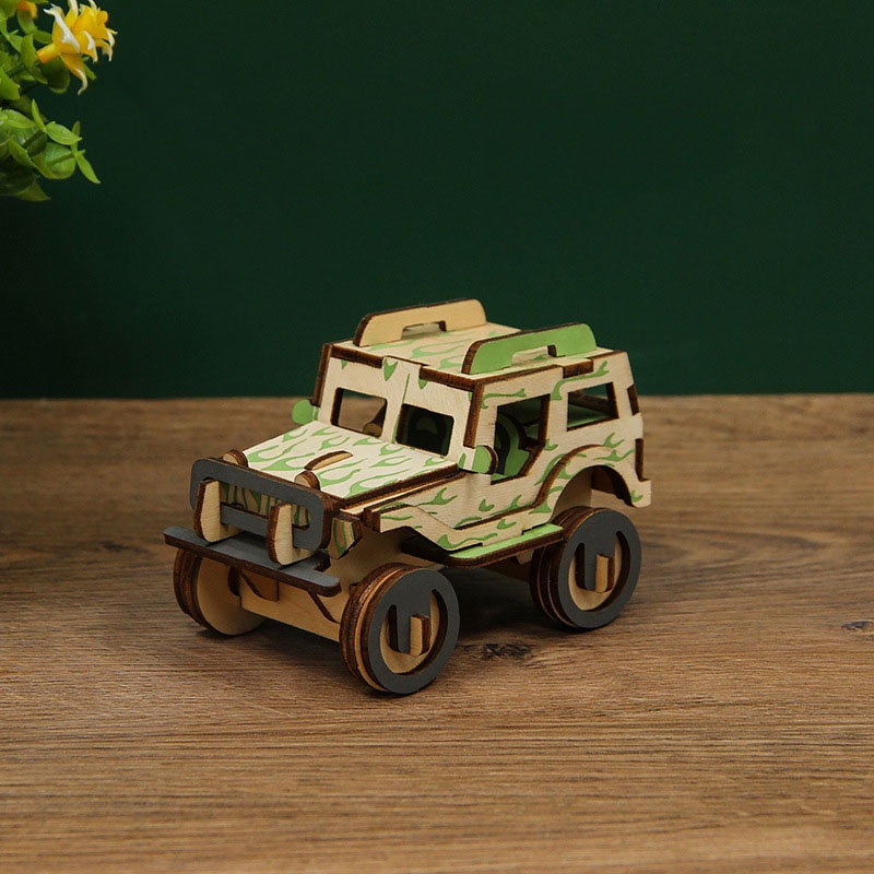 Đồ chơi lắp ráp gỗ 3D Mô hình Xe Ô tô Jeep LC-GP123A