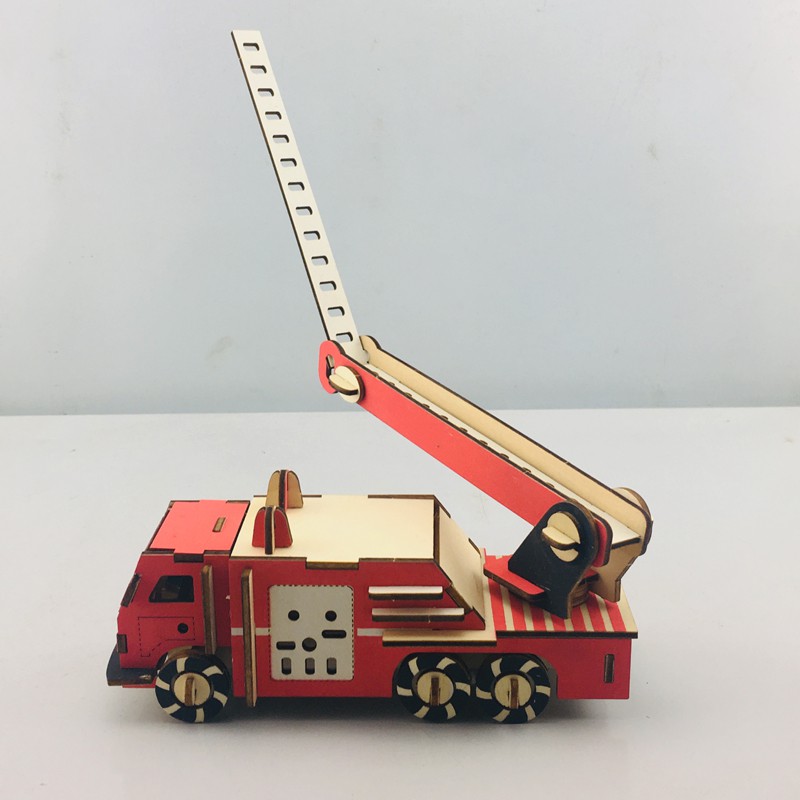 Đồ chơi lắp ráp gỗ 3D Mô hình Xe Cứu Hỏa Fire Truck Laser