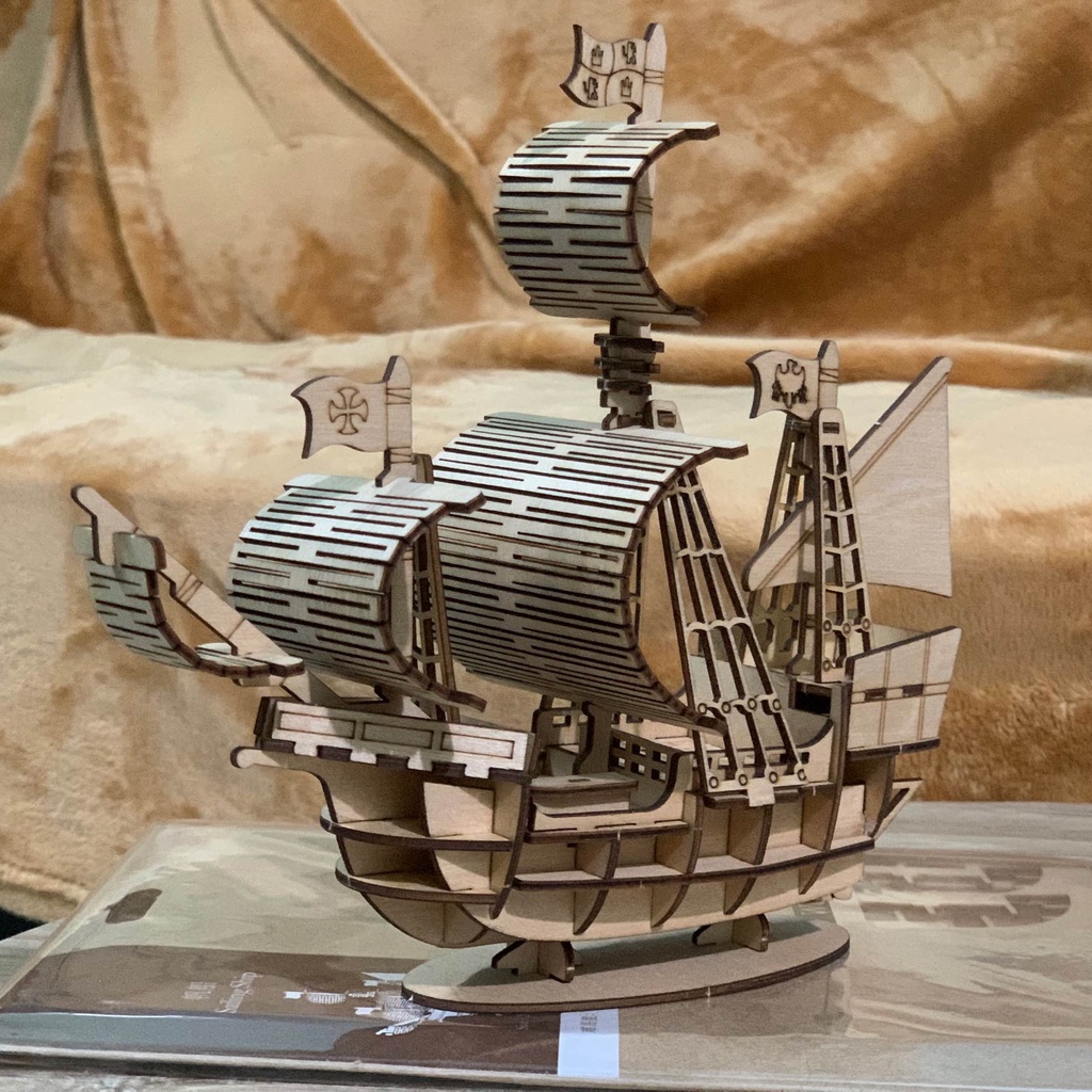 Đồ chơi lắp ráp gỗ 3D Mô hình Thuyền Buồm Sailing Ship - Tặng kèm đèn LED