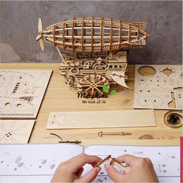Đồ chơi lắp ráp gỗ 3D Mô hình Cơ động học Khí Cầu - Airship Robotime