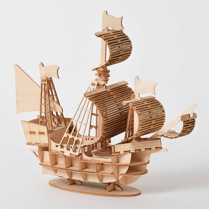 Đồ chơi lắp ráp gỗ 3D Mô hình Thuyền Buồm Sailing Ship - Tặng kèm đèn LED
