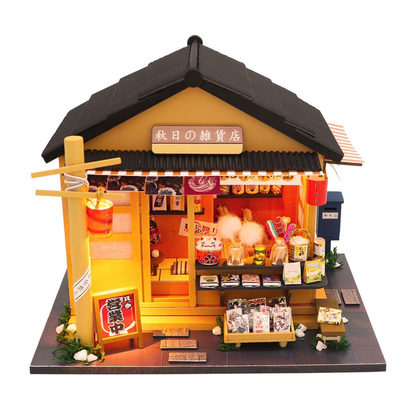 Mô hình nhà DIY Doll House Memory Of Autumn Grocery Store Kèm Mica Chống bụi, Bộ dụng cụ và Keo dán