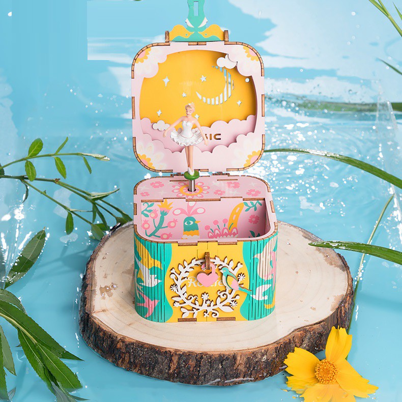 [BẢN XUẤT KHẨU TIẾNG ANH] Mô hình Hộp nhạc Con mèo Vui Vẻ - Fishing Kitty Music Box Robotime