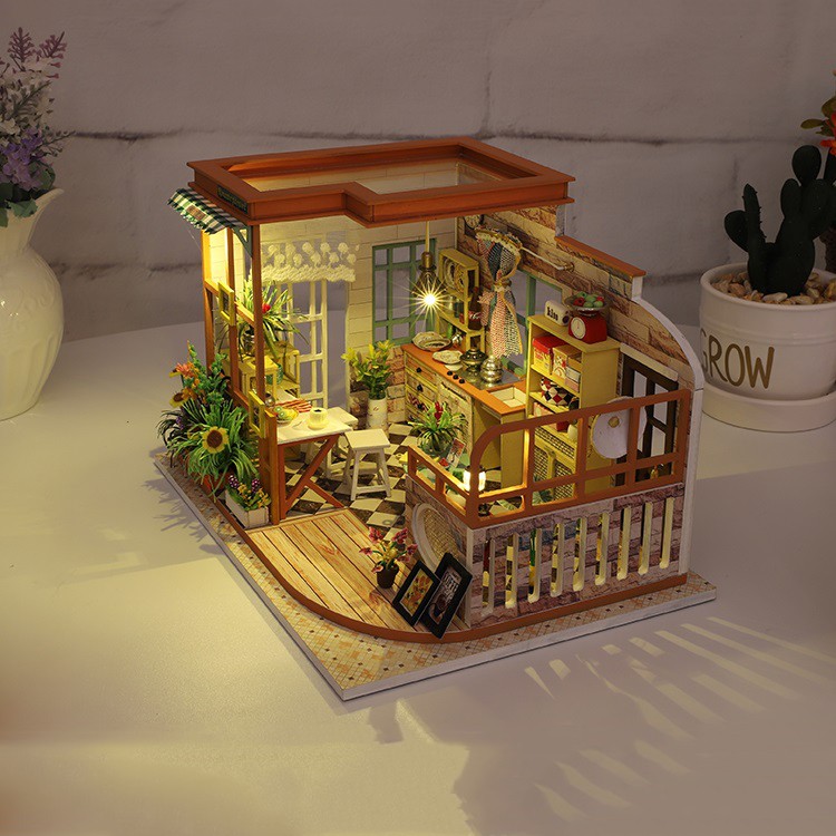 Mô hình nhà DIY Doll House Romantic Password Kèm Mica Chống bụi, Bộ dụng cụ và Keo dán