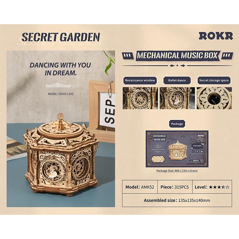 Mô hình Hộp nhạc Secret Garden DIY Mechanical Music Box AMK52 Robotime