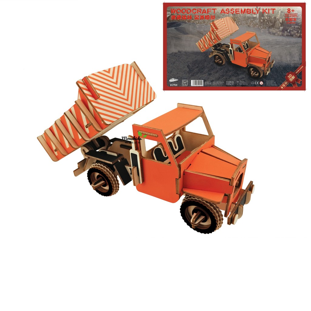 Đồ chơi lắp ráp gỗ 3D Mô hình Xe tải Dump Truck Laser