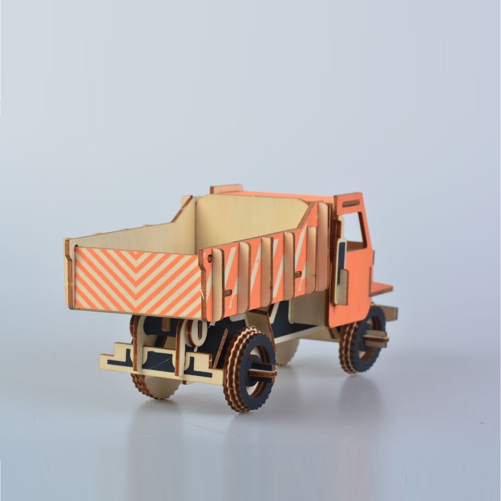 Đồ chơi lắp ráp gỗ 3D Mô hình Xe tải Dump Truck Laser
