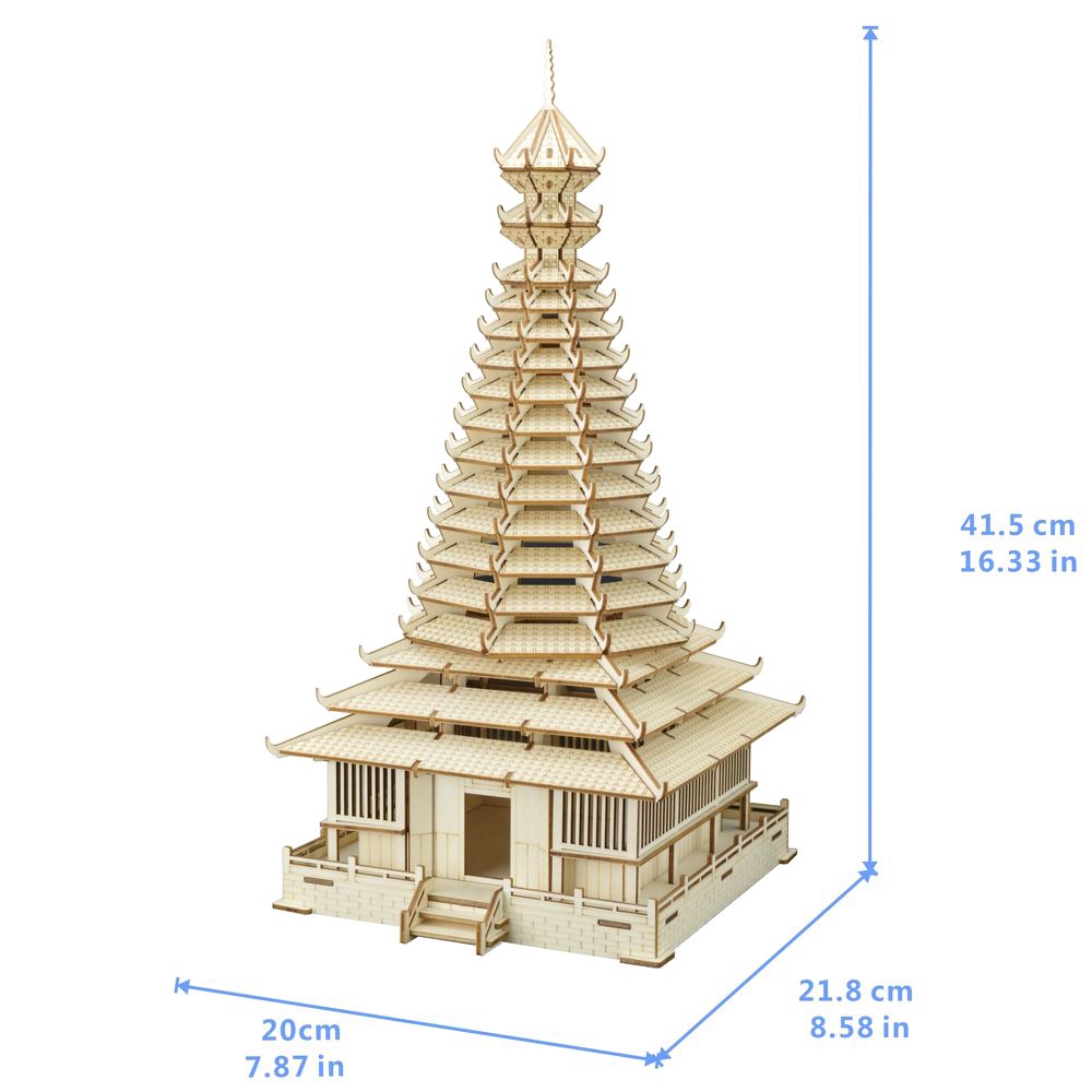 Đồ chơi lắp ráp gỗ 3D Mô hình Sanjang Drum Tower XF-G023 - Tặng kèm đèn LED USB trang trí
