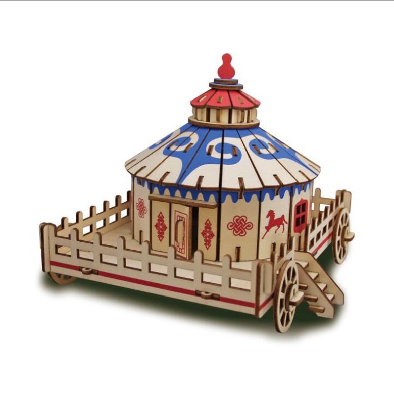 Đồ chơi lắp ráp gỗ 3D Mô hình Mongolian Yurts LC-GP258 Laser