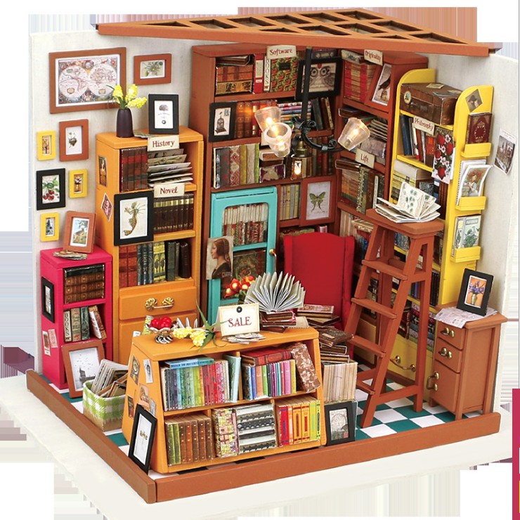 [BẢN QUỐC TẾ TIẾNG ANH] Đồ chơi lắp ráp gỗ 3D Mô hình Nhà DIY Doll House Sam's Study DG102 Robotime