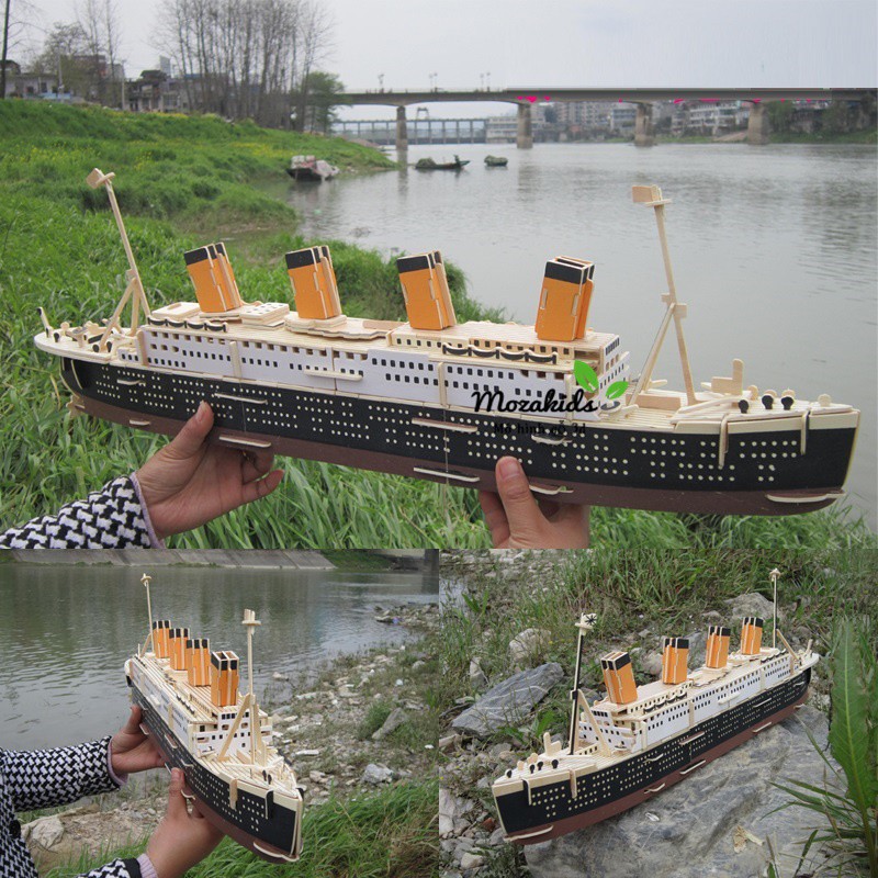 Đồ chơi lắp ráp gỗ 3D Mô hình Tàu R.M.S Titanic - Tặng kèm đèn Led trang trí
