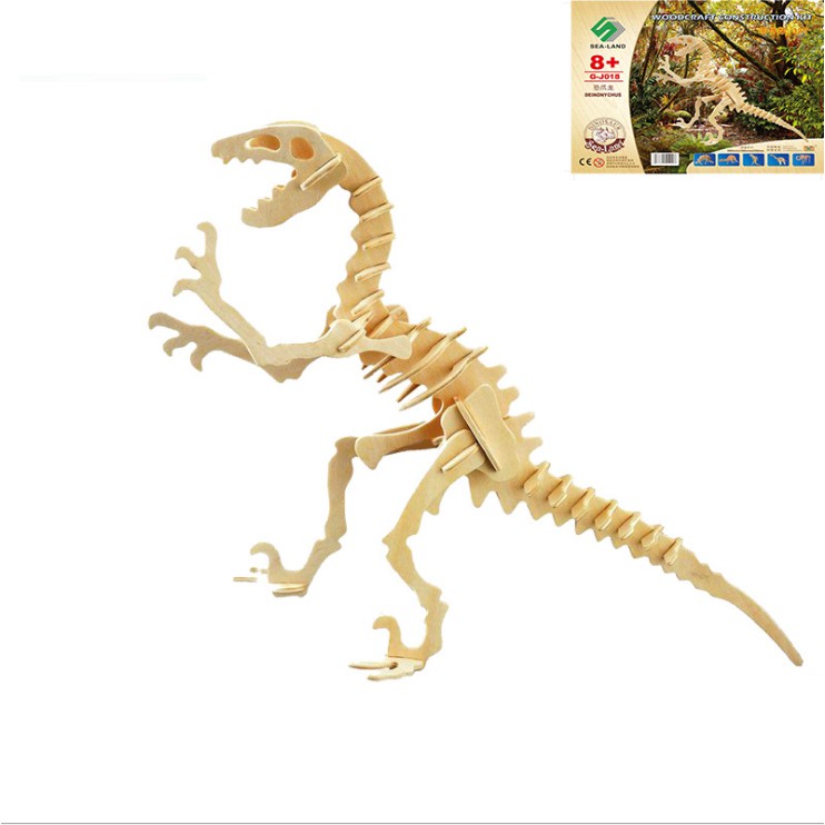 Đồ chơi lắp ráp gỗ 3D Mô hình Khủng long Deinonychus G-J018