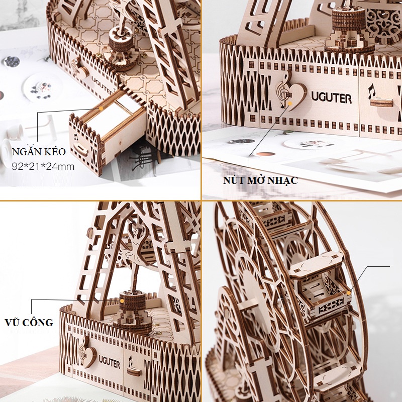 Mô hình Hộp nhạc Bánh xe Đu quay Ferris Wheel G602 Uguter