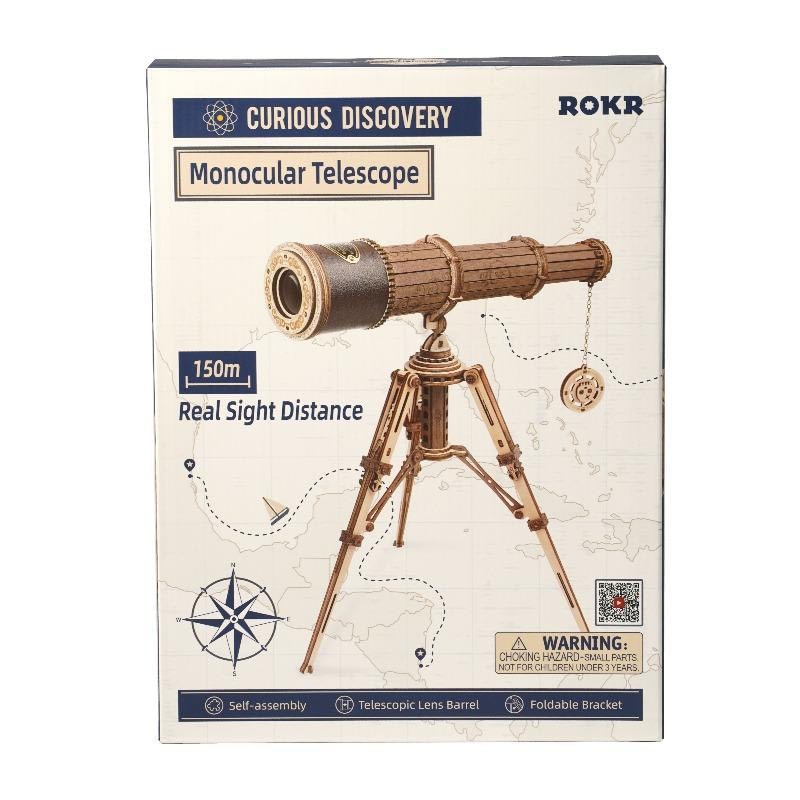[BẢN QUỐC TẾ TIẾNG ANH] Đồ chơi Lắp ráp gỗ 3D Mô hình Kính thiên Văn Robotime Monocular Telescope ST004