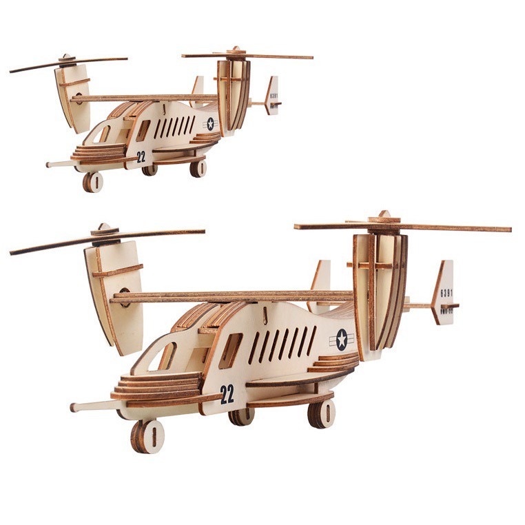 Đồ chơi lắp ghép gỗ 3D Mô hình Trực Thăng Osprey Transporter C-006 Laser