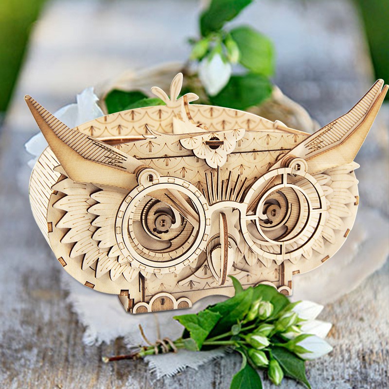 Đồ chơi lắp ráp gỗ 3D Mô hình Hộp Đựng bút Hình Con Cú