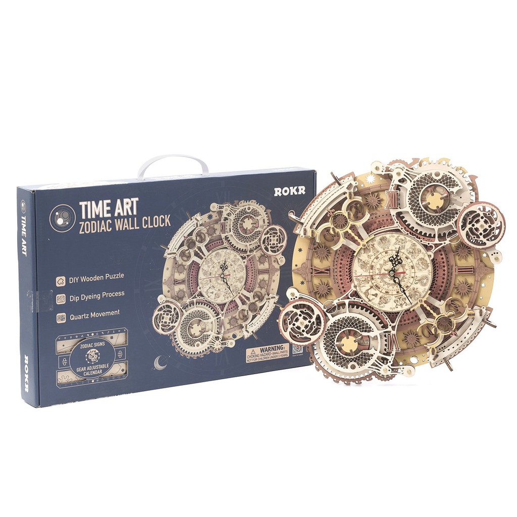 [BẢN XUẤT KHẨU TIẾNG ANH] Mô hình Cơ động học Đồng hồ treo tường Zodiac Wall Clock LC601 Robotime