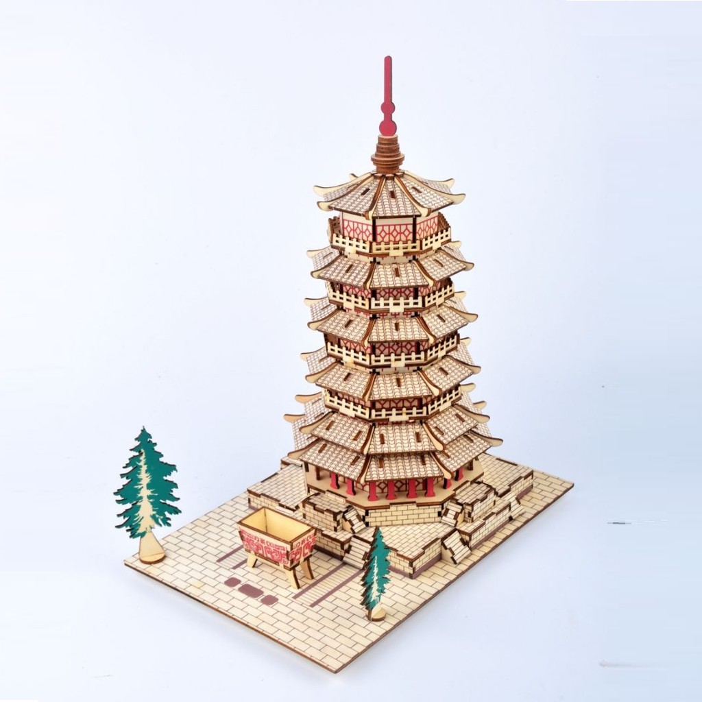 Đồ chơi lắp ghép gỗ 3D Mô hình Chùa Thích Ca Pagoda of Fogong Temple XF-G030H